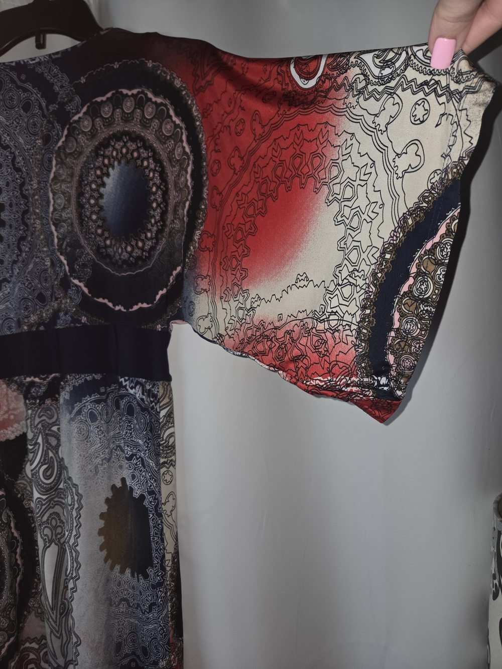 TRUE LIGHT Red Blue Paisley Wrap-Style Tunic - Picture 4 of 5